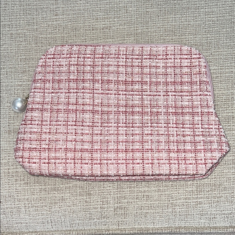Ulta Pink Tweed Shimmer Cosmetic Makeup Bag Case
